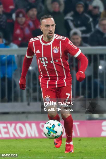 Franck Ribery of Bayern Muenchen controls the ball during the Bundesliga match between FC Bayern Muenchen and Hannover 96 at Allianz Arena on...