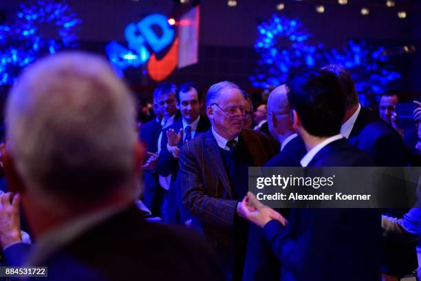 Alexander Gauland of the right-wing Alternative for Germany reacts after winning the election as co-chairman, after Georg Pazderski and Doris von...