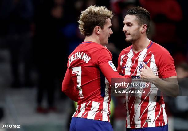 Antoine Griezmann of Atletico Madrid celebrates after scoring a goal during the La Liga match between Club Atletico Madrid and Real Sociedad de...