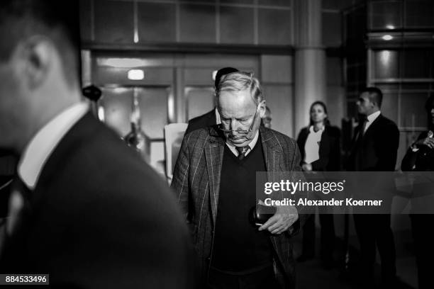 Alexander Gauland of the right-wing Alternative for Germany reacts after winning the election as co-chairman, after Georg Pazderski and Doris von...