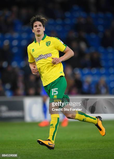 Norwich player Timm Klose in action during the Sky Bet Championship match between Cardiff City and Norwich City at Cardiff City Stadium on December...