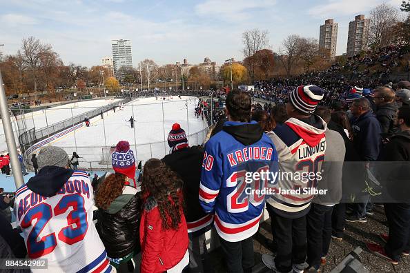 Fans watch as the New York Rangers hold an open practice outside at... News Photo - Getty Images