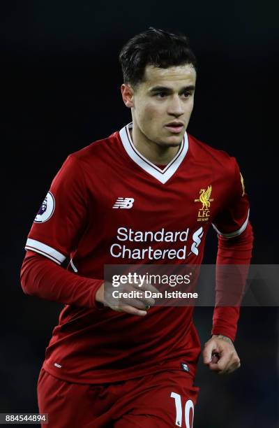 Philippe Coutinho of Liverpool in action during the Premier League match between Brighton and Hove Albion and Liverpool at Amex Stadium on December...