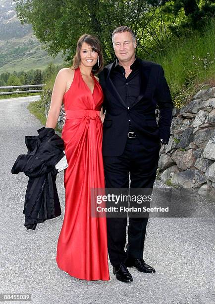 Franziska van Almsick and her husband Juergen B. Harder arrive for the church wedding of Boris Becker and Sharlely Kerssenberg at the Regina Pacis...