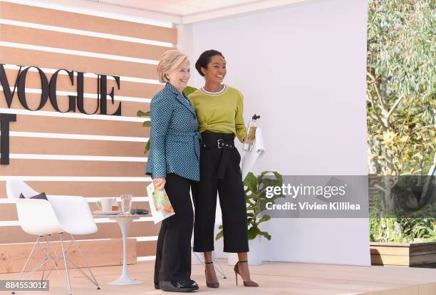 Secretary Hillary Clinton and Yara Shahidi speak onstage during The Teen Vogue Summit LA: Keynote Conversation with Hillary Rodham Clinton and...