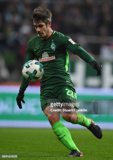 Fin Bartels of Bremen in action during the Bundesliga match between SV Werder Bremen and VfB Stuttgart at Weserstadion on December 2, 2017 in Bremen,...