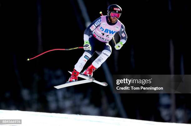 Travis Ganong of the United States competes in the Audi Birds of Prey World Cup Men's Downhill on December 2, 2017 in Beaver Creek, Colorado.
