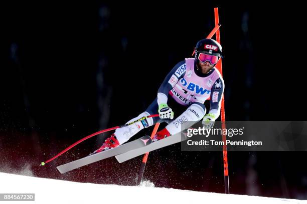 Travis Ganong of the United States competes in the Audi Birds of Prey World Cup Men's Downhill on December 2, 2017 in Beaver Creek, Colorado.