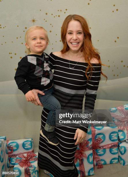 Amy Davidson and son Lennox at the 7th Annual Santa's Secret Workshop benefiting LA Family Housing at Andaz on December 2, 2017 in West Hollywood,...