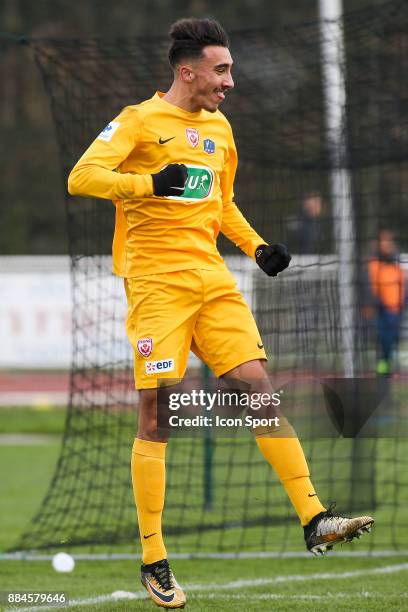 Yanis Barka of Nancy celebrates during the French Cup match between Rungis and Nancy on December 2, 2017 in Bonneuil-sur-Marne, France.