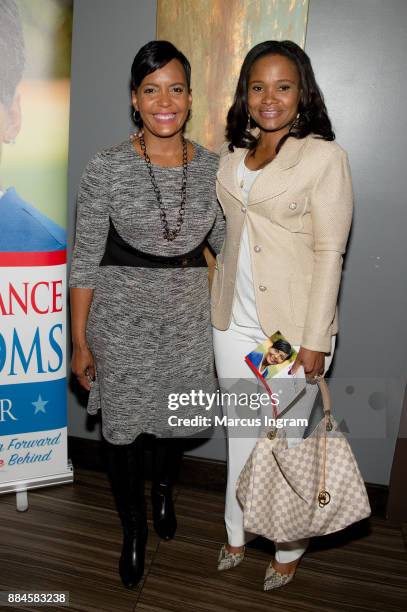Mayoral candidate Keisha Lance Bottoms and Dr. Heavenly Kimes attend the runoff fundraiser for Keisha Lance Bottoms at Chama Gaucha Brazilian...
