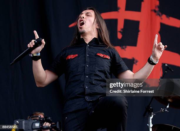 Lacuna Coil performs at day one of the Download Festival at Donington Park on June 12, 2009 in Castle Donington, England.