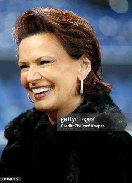 Margit Toennies of Schalke is seen prior to the Bundesliga match between FC Schalke 04 and 1. FC Koeln at Veltins-Arena on December 2, 2017 in...