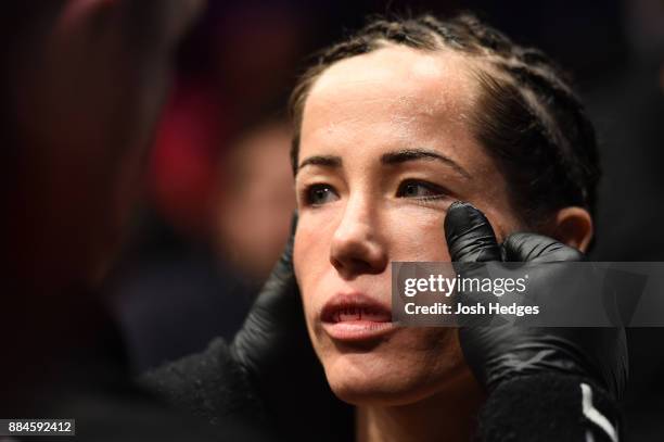 Angela Magana prepares to enter the Octagon prior to facing Amanda Cooper in their women's strawweight bout during the UFC 218 event inside Little...