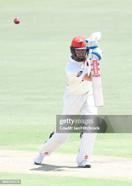 Callum Ferguson of the Rebacks bats during day one of the Sheffield Shield match between Queensland and South Australia at Cazaly's Stadium on...
