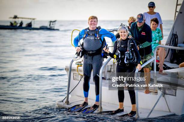 King Willem-Alexander of The Netherlands and Queen Maxima of The Netherlands during the diving experience on December 01, 2017 in The Bottom, Saba.