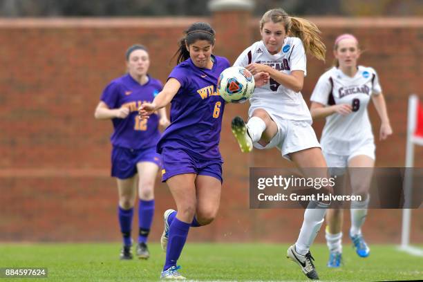 Clare Suter of the University or Chicago battles Kristina Alvarado of Williams College for the ball during the Division III Women's Soccer...