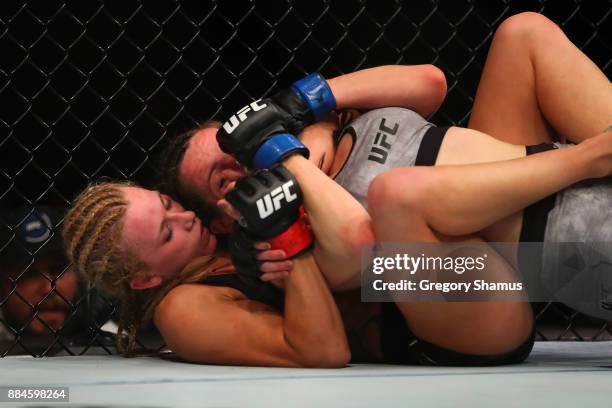 Amanda Cooper battles Angela Magana during UFC 218 at Little Ceasers Arena on December 2, 2018 in Detroit, Michigan.