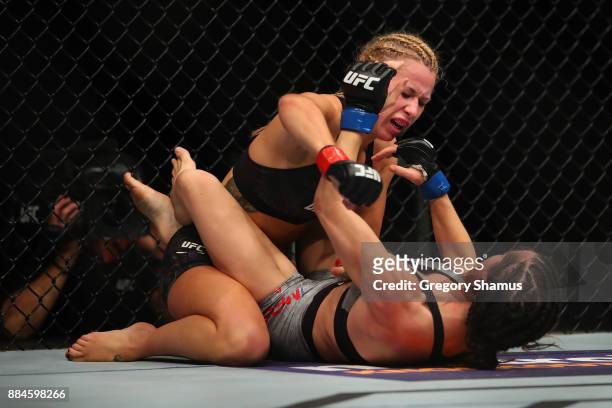 Amanda Cooper battles Angela Magana during UFC 218 at Little Ceasers Arena on December 2, 2018 in Detroit, Michigan.
