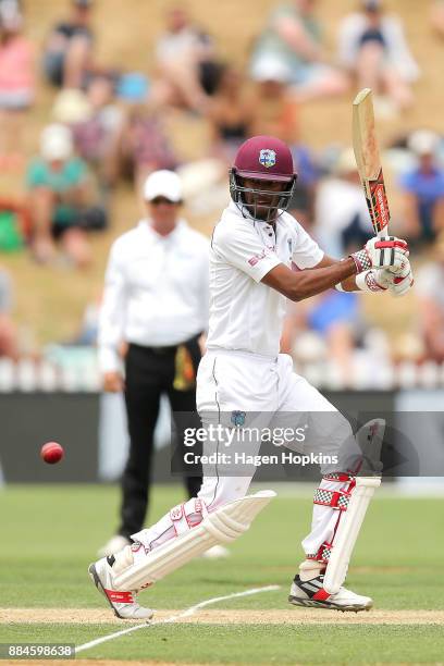 Kraigg Brathwaite of the West Indies bats during day three of the Test match series between New Zealand Blackcaps and the West Indies at Basin...