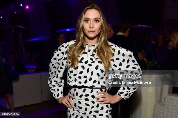 Actor Elizabeth Olsen attends a cocktail party for "Wind River" at Circa 55 Restaurant on December 2, 2017 in Los Angeles, California.