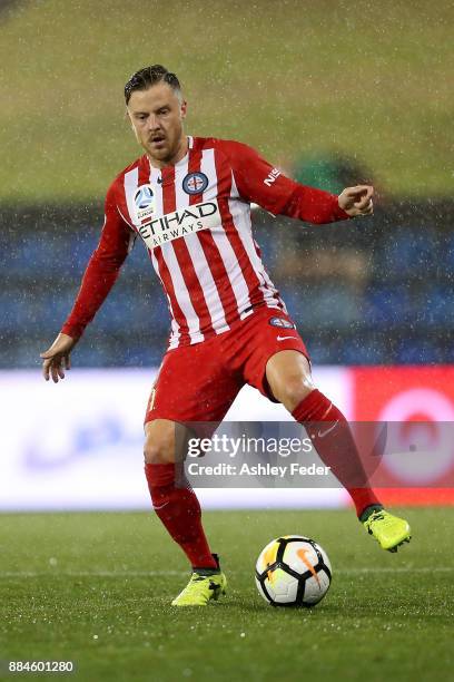 Scott Jamieson of Melbourne City in action during the round nine A-League match between the Newcastle Jets and Melbourne City at McDonald Jones...