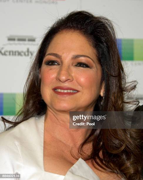 Gloria Estefan arrives for the formal Artist's Dinner honoring the recipients of the 40th Annual Kennedy Center Honors hosted by United States...