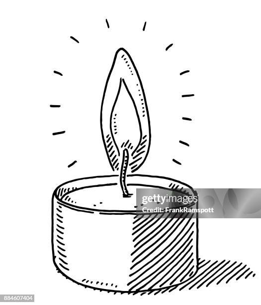 illustrazioni stock, clip art, cartoni animati e icone di tendenza di disegno candela a luce da tè - candela tealight