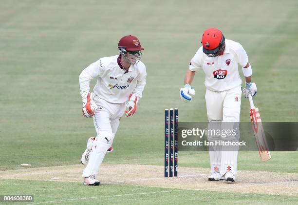 Jimmy Peirson of the Bulls celebrates after the dismissal of Callum Ferguson of the Redbacks during day one of the Sheffield Shield match between...