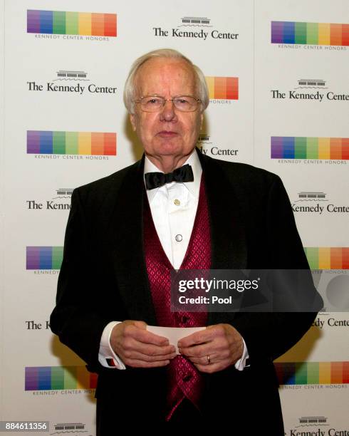 Bill Moyers arrives for the formal Artist's Dinner honoring the recipients of the 40th Annual Kennedy Center Honors hosted by United States Secretary...