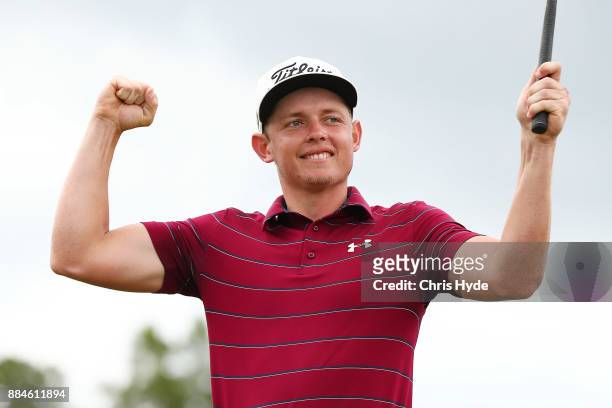 Cameron Smith celebrates winning on day four of the 2017 Australian PGA Championship at Royal Pines Resort on December 3, 2017 in Gold Coast,...