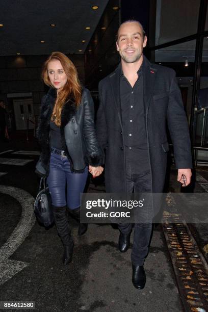 Una Healey and Ben Foden are seen leaving Mahiki Kensington on December 2, 2017 in London, England.