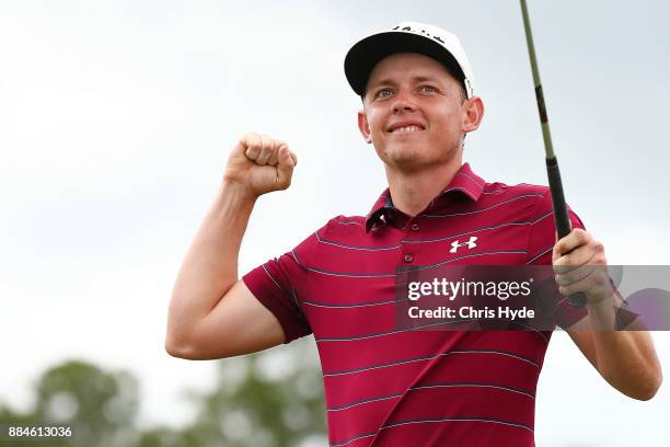 Cameron Smith celebrates winning on day four of the 2017 Australian PGA Championship at Royal Pines Resort on December 3, 2017 in Gold Coast,...