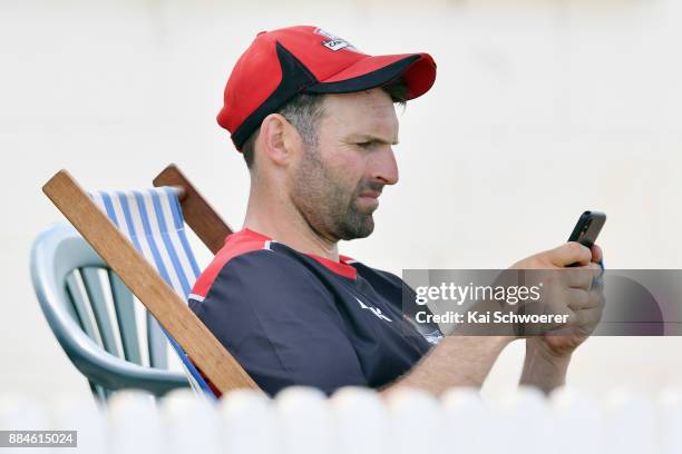 Captain Andrew Ellis of Canterbury looks on during the Ford Trophy One Day match between Canterbury and Otago on December 3, 2017 in Rangiora, New...