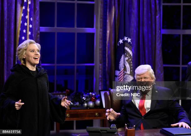 Episode 1732 -- Pictured: Kate McKinnon as Hillary Rodham Clinton, Alec Baldwin as President Donald J. Trump during "White House Cold Open" in Studio...