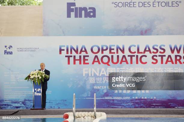 President Julio Cesar Maglione attends the FINA Open Class With The Aquatic Stars on December 2, 2017 in Sanya, Hainan Province of China.