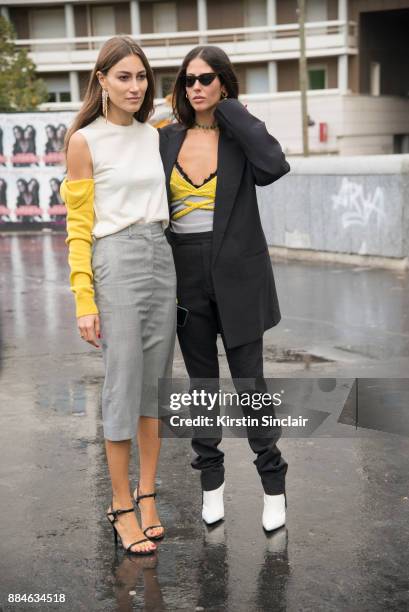 Fashion designers and Founders of fashion label Attico; Giorgia Tordini wearing a Calvin Klein top and skirt, Gianvito Rossi shoes and Loewe earrings...