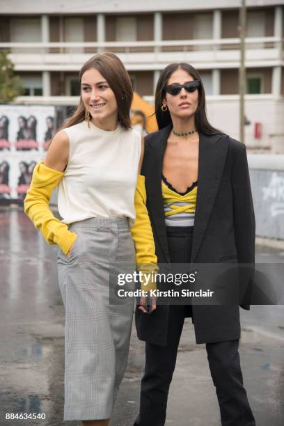 Fashion designers and Founders of fashion label Attico Giorgia Tordini; wearing a Calvin Klein top and skirt and Loewe earrings with Gilda Ambroisio...