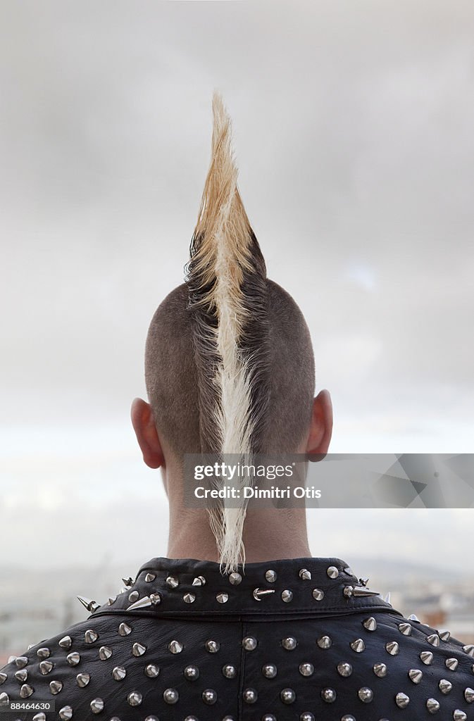 Punk with long mohawk from behind