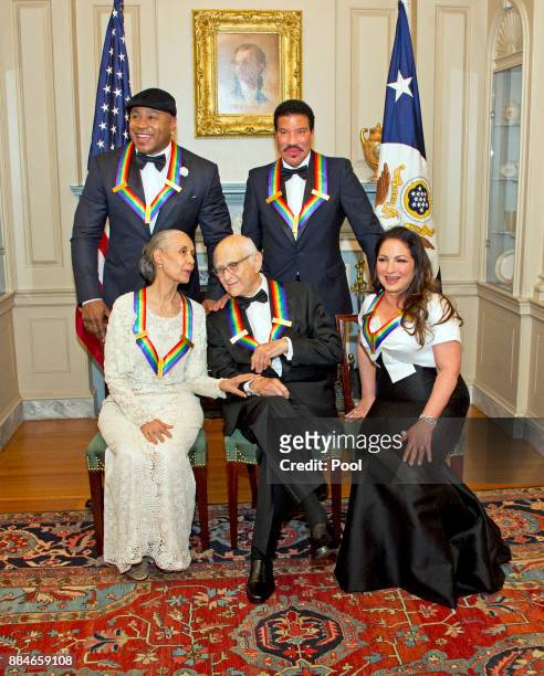 The five recipients of the 40th Annual Kennedy Center Honors pose for a group photo following a dinner hosted by United States Secretary of State Rex...