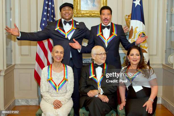 The five recipients of the 40th Annual Kennedy Center Honors pose for a group photo following a dinner hosted by United States Secretary of State Rex...