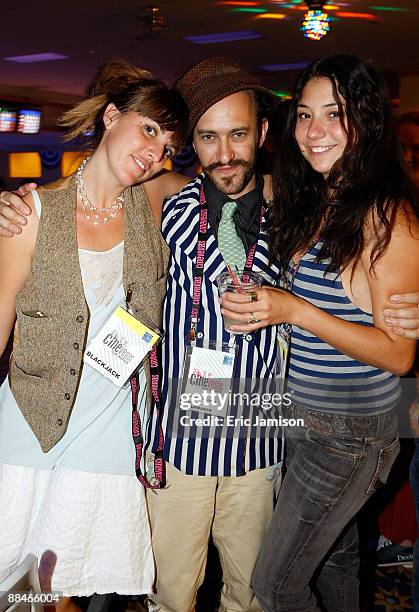 Mallory Jones, actor Michael Weiner and Robin Lambaria attends filmmaker bowling during the 11th annual CineVegas film festival held at Gold Coast...