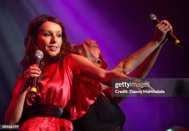 Keren Woodward & Sara Dallin of Bananarama perform at day one of the Isle of Wight Festival at Seaclose Park on June 12, 2009 in Newport, Isle of...
