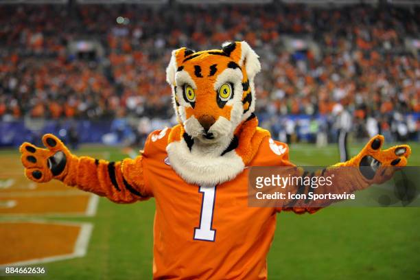 The Clemson Tigers mascot works the crowd during the ACC Championship game between the Miami Hurricanes and the Clemson Tigers on December 02, 2017...