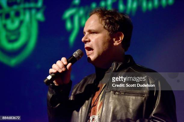 Radio personality Eddie Trunk appears onstage during Frontiers Rock Holiday Bash at The Canyon Club on December 2, 2017 in Agoura Hills, California.