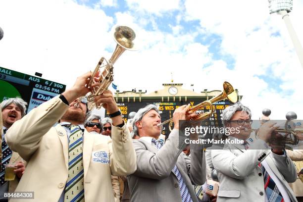 General view is seen as fans dressed as the late Richie Benaud enjoy the atmsophere during day two of the Second Test match during the 2017/18 Ashes...