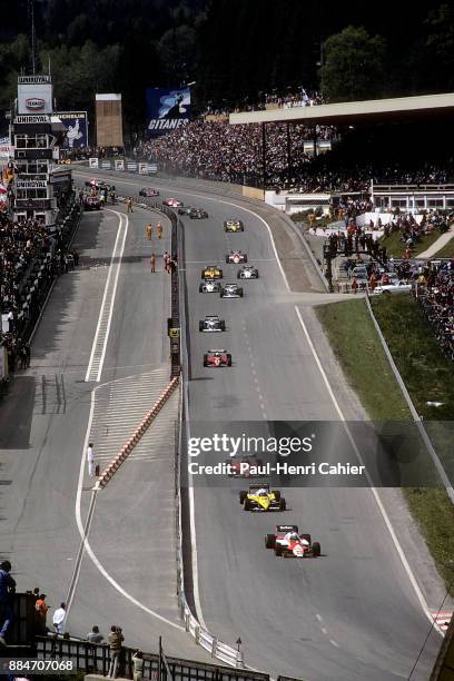 Andrea de Cesaris, Alain Prost, Patrick Tambay, Alfa Romeo 183T, Renault RE40, Ferrari 126C2B, Grand Prix of Belgium, Circuit de Spa-Francorchamps,...