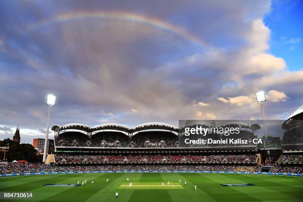 General view of play during day two of the Second Test match during the 2017/18 Ashes Series between Australia and England at Adelaide Oval on...