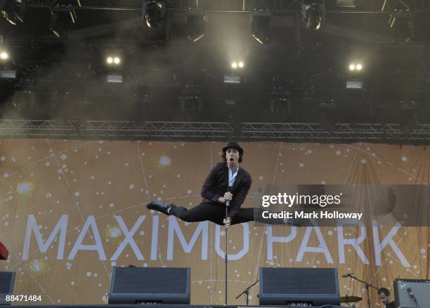 Paul Smith of Maximo Park perform on stage on day 2 of the Isle Of Wight Festival at Seaclose Park on June 13, 2009 in Newport, Isle of Wight.