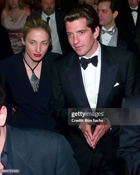 John F Kennedy, Jr and his wife, Carolyn Bessette Kennedy depart the Washington Hilton after the White House Correspondents Dinner in Washington, DC,...
